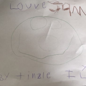 James, 4 (smiley face, I love you Baby Tinsley)